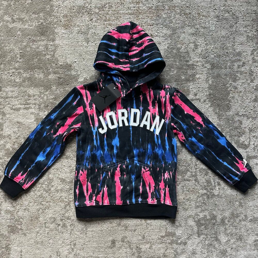 NWT Jordan Nike kids multicolor DNA Statement Fleece Tie Dye hoodie size 4-5
